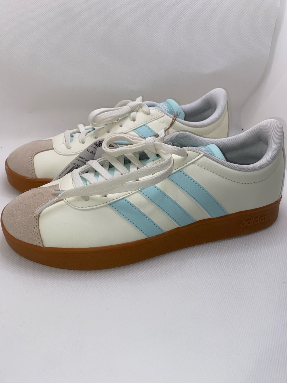 adidas NWT White Sneakers with Light Blue Tongue